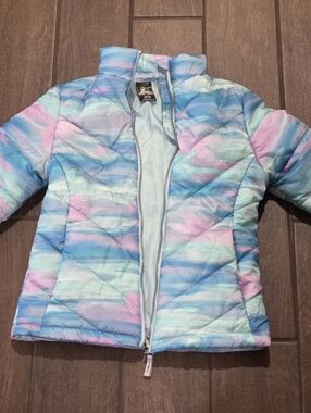 Kids Pastel Watercolor Puffer Jacket - Light Blue/Pink/Green Zero Exposure